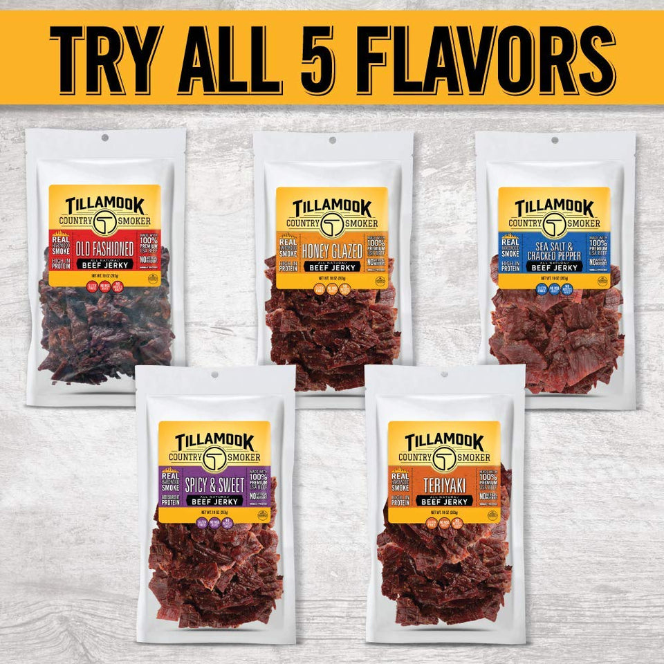 Tillamook country smoked honey glazed beef jerky, 10 oz, premium protein snack