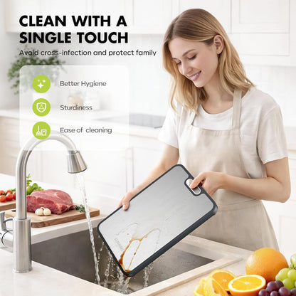 Sumzzz Titanium Cutting Board for Kitchen, Non Toxic 2-in-1 Cutting Board Double Sided Food Grade PLre Titanium, Knife Friendly Easy to Clean Large Size 15”×10.3”