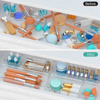 WOWBOX Clear Drawer Organizer Set, 6 Pack Acrylic Storage Trays with Premium Material and Stackable Design