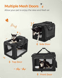 Feandrea 40 Inches Collapsible Soft Dog Crate, Portable Travel Dog Crate for Indoor and Outdoor Use, Dog Carrier Kennel with Safety Zippers, for Living Room, Car, Travelling, Camping, Black UPDC10H