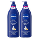 nivea essentially enriched body lotion for dry skin with hyaluronic acid, 16.9 fl oz, pack of 2