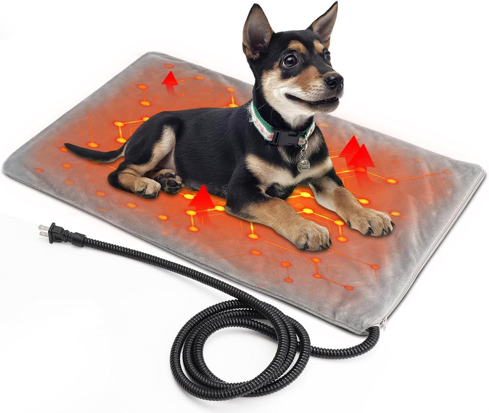 texsens cat heating pad heated pet bed dog mat with chew resistant cord and removable soft cover for outdoor cat houses
