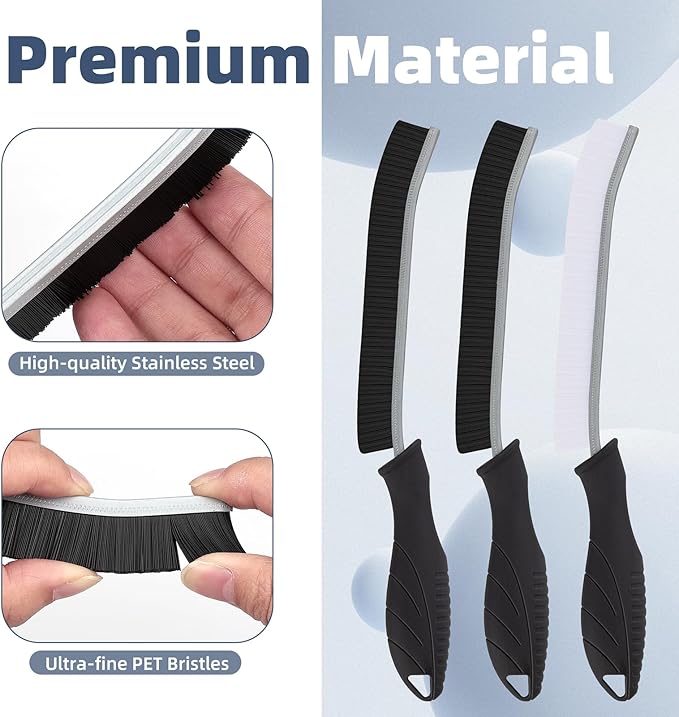 Hard Bristle Crevice Cleaning Brush - Cleaning Tools for Household Use, Multifunctional Gap Cleaning Supplies for Kitchen, Bathroom, Toilet, Window, Vehicle, Faucets, Grout, Home (Black)