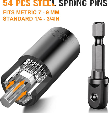 Universal Socket Tools Gifts for Men Dad Him Husband Teen Boys Women Cool Stuff Ideas Gadgets Gifts Fathers Day Birthday Christmas Stocking Stuffers Grip Socket Set with Power Drill Adapter