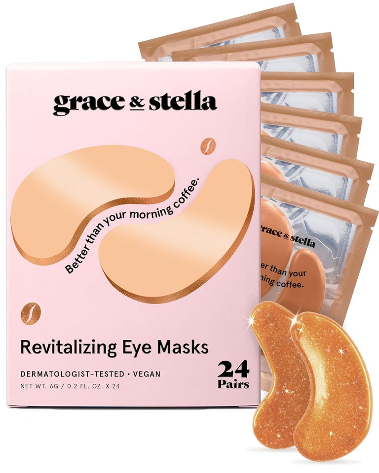 grace & stella Retinol Under Eye Patches for Puffy Eyes & Dark Circles - Restoring Gel Under Eye Masks with Hyaluronic Acid - Purple, 24 Pairs for Women