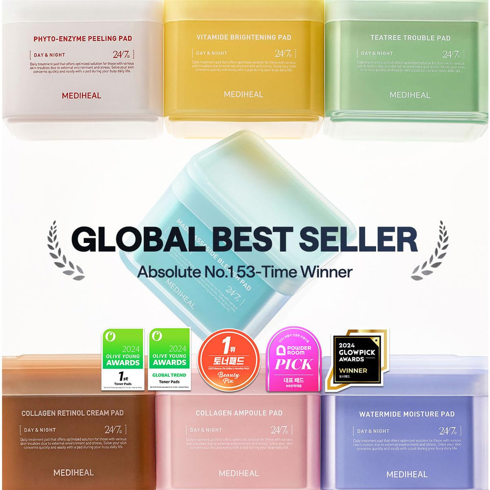 MEDIHEAL Madecassoside Toner Pads for Blemishes and Uneven Skin Tone - Vegan Gauze, 100 Pads