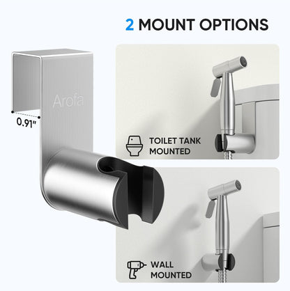Arofa Handheld Toilet Bidet Sprayer for Toilet-Adjustable Water Pressure Control with Bidet Hose for Feminine Wash, Stainless Steel Brushed Nickel Bidet Faucet Cloth Diaper for Baby Wash