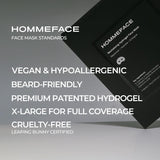 HommeFace men's 5ct hydrogel facial mask set with hyaluronic acid and peptides for hydrating and anti-aging skincare