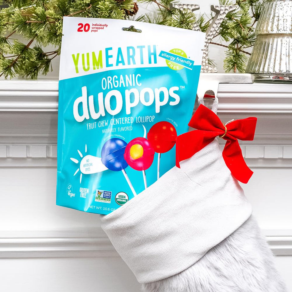 yumearth organic duo pops - allergy friendly, organic, vegan, gluten free, no artificial dyes, 20 count