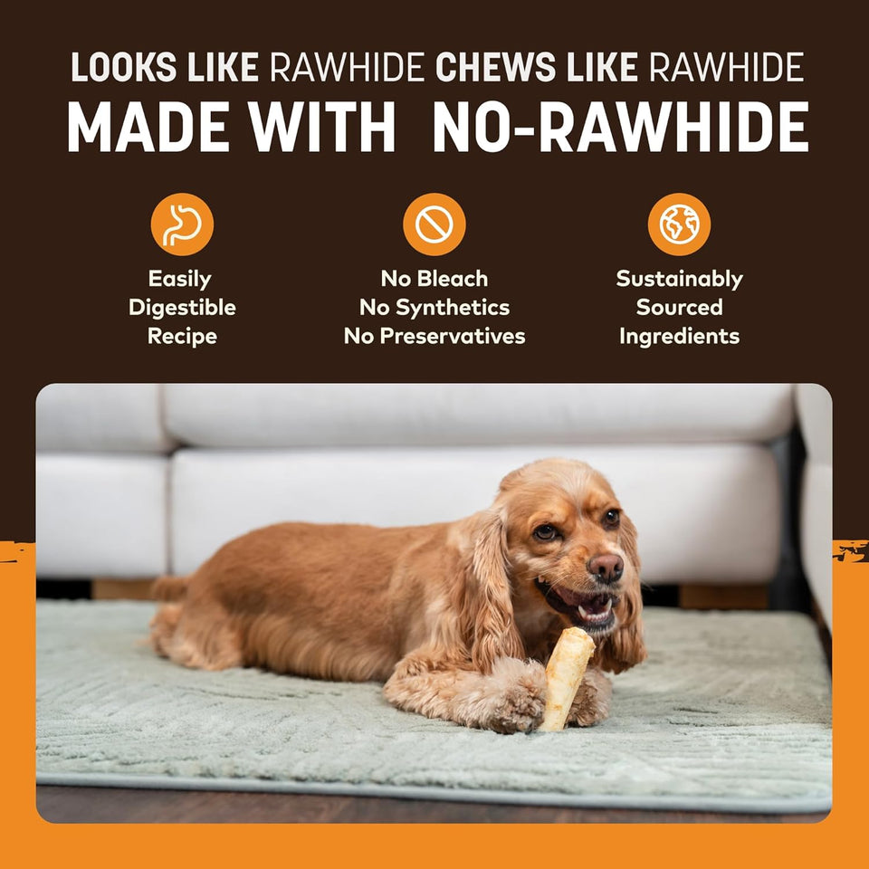 Earth Animal No Hide Chews for small dogs, 16-45 lbs, 6 count, chicken, rawhide free, long lasting
