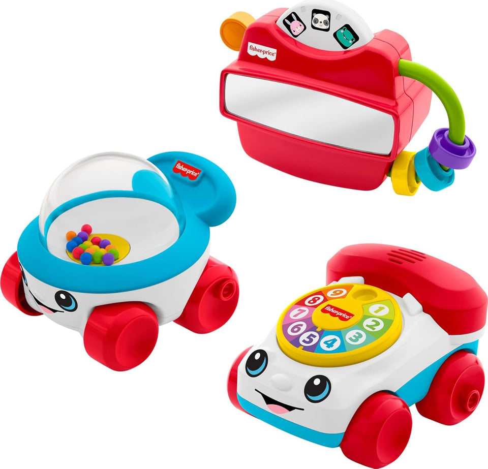 Fisher-Price Baby Toys Modern Classics Set of 3 Retro-Inspired Infant Activities for Developmental Play Ages 6+ Months