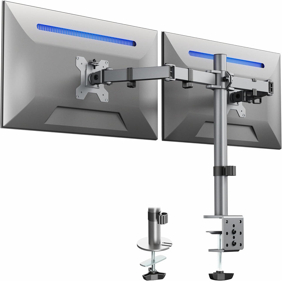 vivo dual monitor desk mount heavy duty fully adjustable steel stand black
