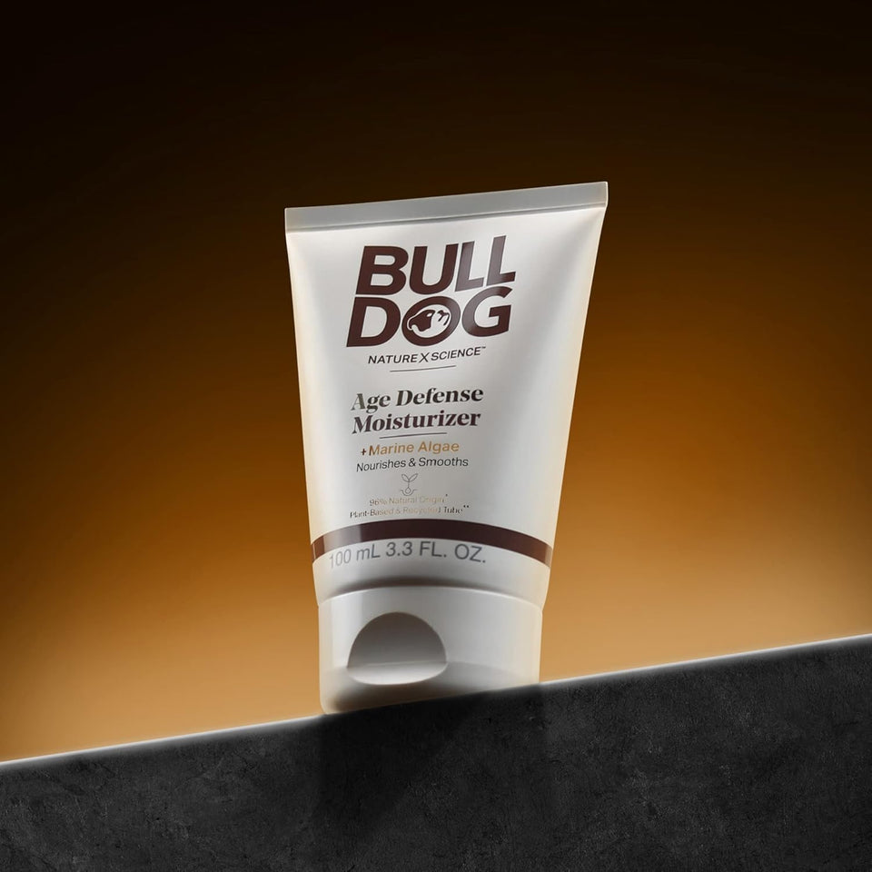 Bulldog Mens Skincare and Grooming Face Moisturizer Age Defense, 3.3 Fluid Ounce for Men's Regular Sensitive Skin