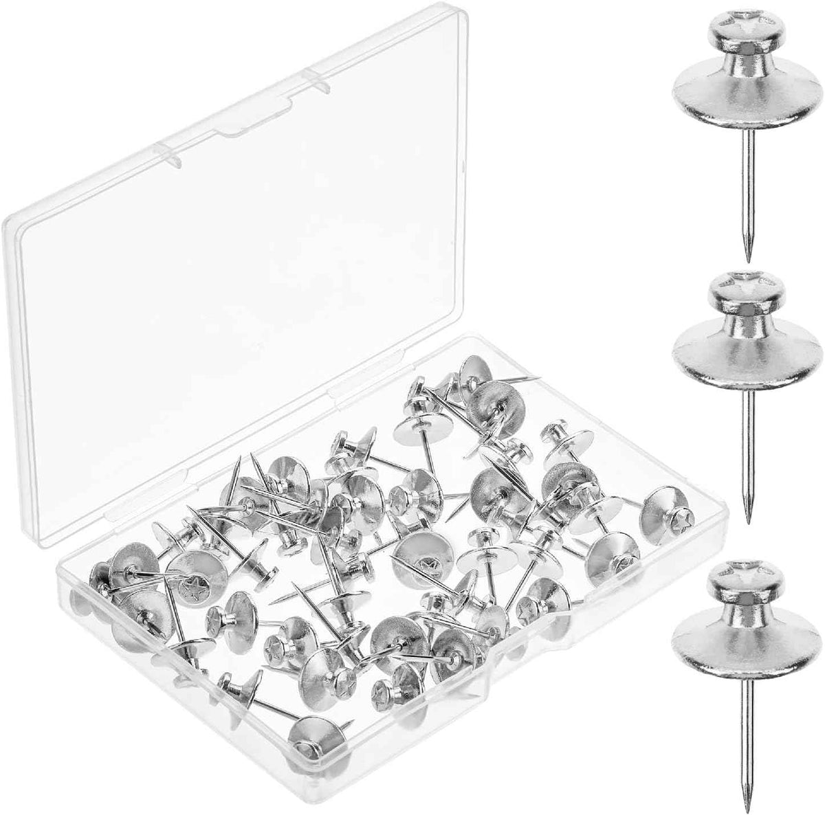 Mr. Pen- Double Headed Picture Hanging Nails, 50 Pack, Black, Push Pins for Wall