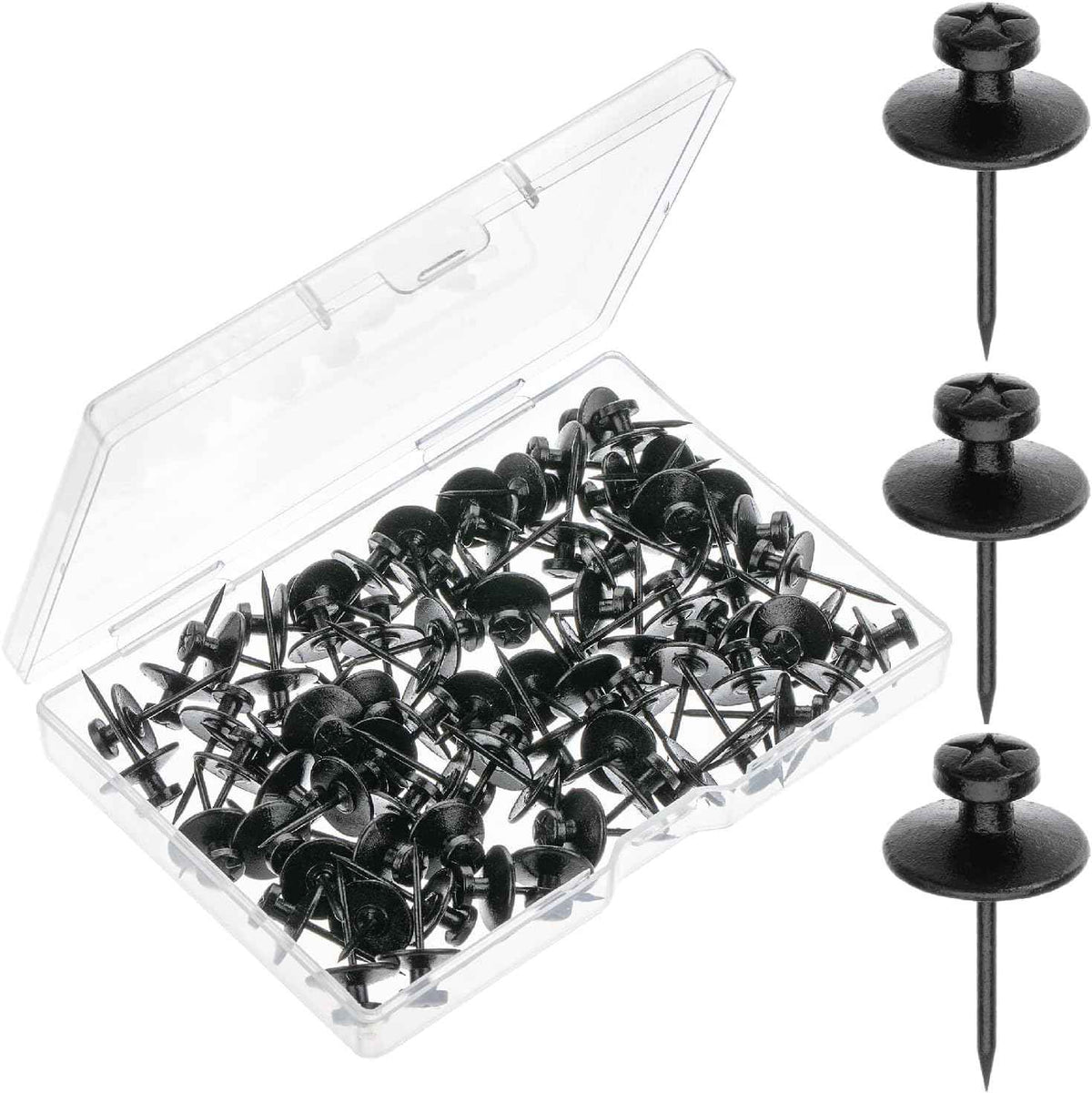 Mr. Pen- Double Headed Picture Hanging Nails, 50 Pack, Black, Push Pins for Wall