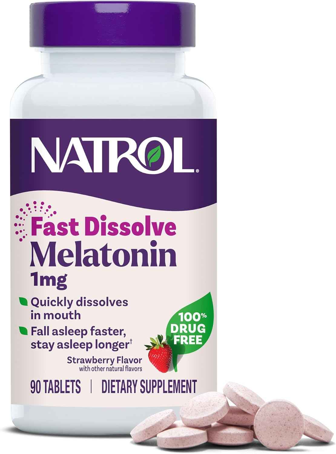 Natrol Fast Dissolve Melatonin 1 mg, Sleep Support for Adults