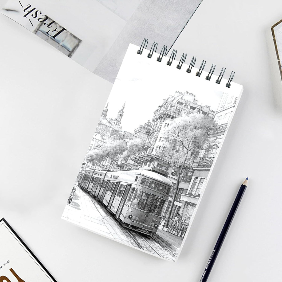 Crehatos 5.5" x 8.5" Small Sketch Book, Top Spiral Bound Sketch Pad, 100 Sheets Each 68lb/100gsm Drawing Paper, 2 Pack