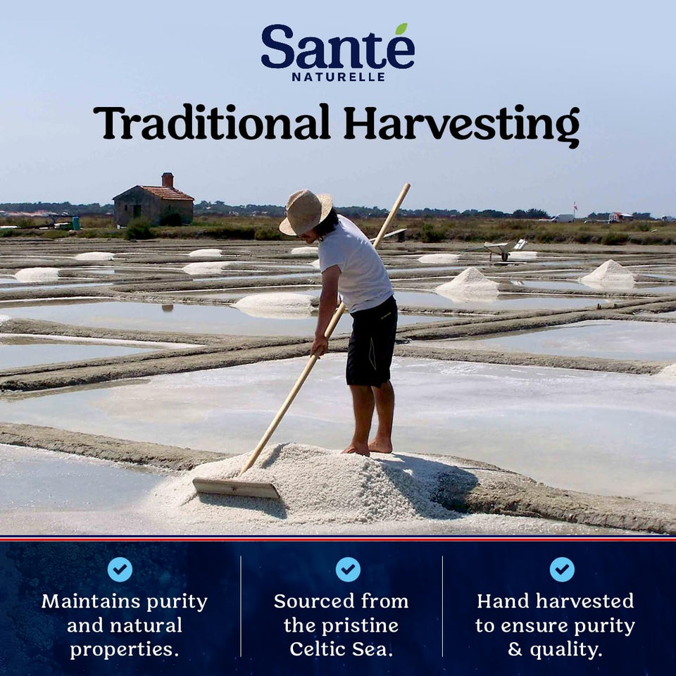 sante naturelle celtic salt 1.1lb french mineral sea salt organic rich in 82+ minerals hand harvested sal celtica