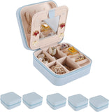 keLofoN small pink jewelry case with mirror travel gift for girls women