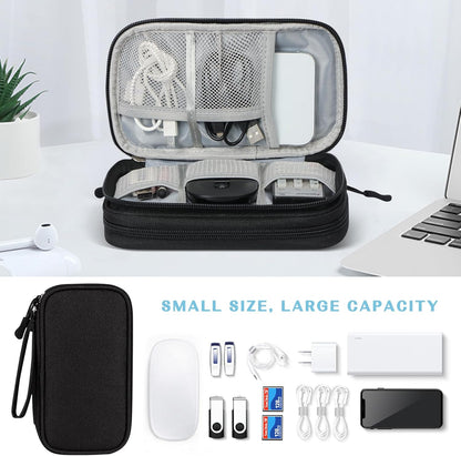 FYY Travel Cable Organizer Pouch Electronic Accessories Carry Case Portable Waterproof Double Layers All-in-One Storage Bag for Cord, Charger, Phone, Earphone Black
