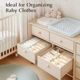 DIMJ Drawer Organizers Clothes, Set of 4 Dresser Organizer Bins, Fabric Closet Organizers and Storage, Shallow Drawer Dividers for Nursery, Clothing, Baby Clothes, Socks, Underwears, Tie (Beige)