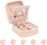 keLofoN small pink jewelry case with mirror travel gift for girls women