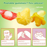 AMOS Peelerz Exotic Fruit Peelable Gummy Candy – 5 Fruit Flavors (Mango, Peach, Banana, Pineapple, Lychee), 8.47oz (240g), Individually Wrapped