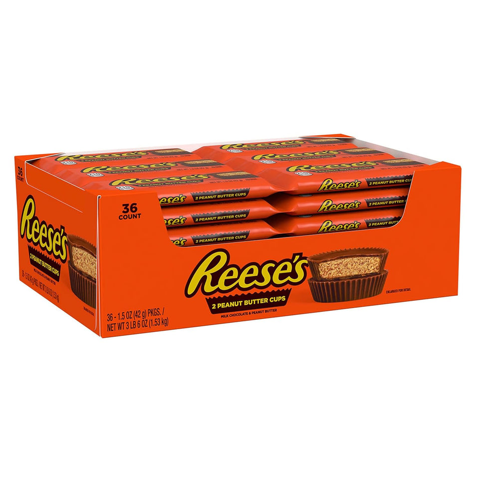 reeses milk chocolate peanut butter cups, 1.5 oz, 36 count, candy packs