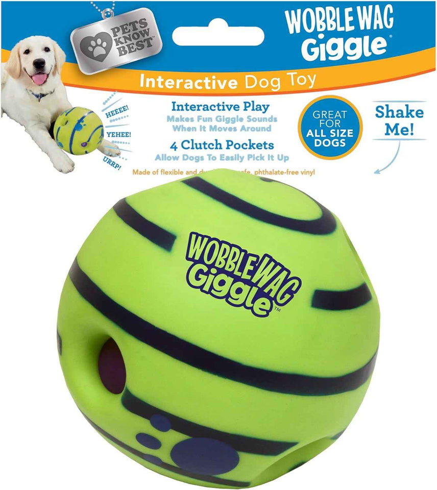Wobble Wag Giggle Ball | Rolling Enrichment Toy for Fun Playtime, Interactive Play for Indoor or Outdoor, Keeps Dogs & Puppies Large, Medium or Small Busy & Moving, As Seen on TV | Pack of 1