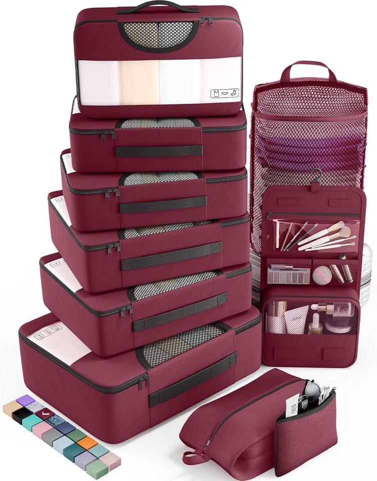 vekens 8-set packing cubes nylon organizer bags for beach vacation cruise ship travel essentials suitcase
