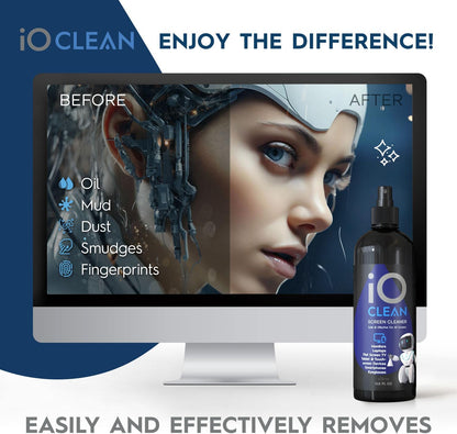 Screen Cleaner Spray (16oz - 473ml) – Best Large Cleaning Kit for LCD LED OLED TV, Smartphone, iPad, Laptop, Touchscreen, Computer Monitor, Electronic Devices, Microfiber Cloth Wipes and 2 Nozzles