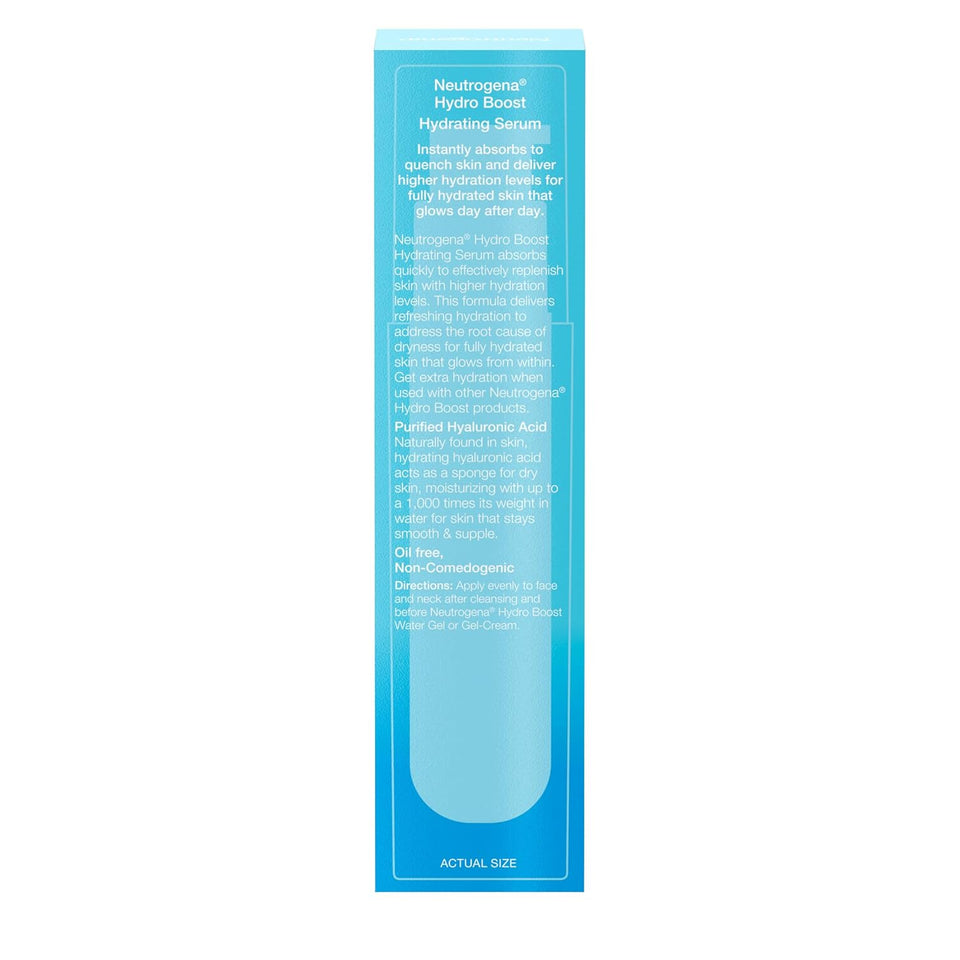 neutrogena hydro boost hyaluronic acid serum, hydrating face moisturizer for dry skin, oil-free non-comedogenic moisturizer, 1 fl oz