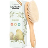 keababies wooden baby hair brush for toddler girls boys cradle cap soft goat bristles walnut regular