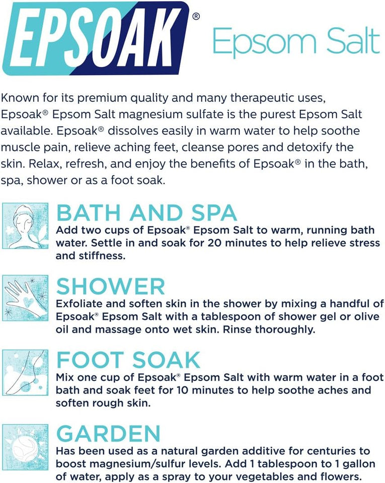 epsoak 19 lb. unscented usp-grade magnesium sulfate bulk bags cruelty-free certified made in usa