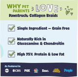 Pawstruck natural collagen braids for dogs, 3 pack, long-lasting rawhide alternative with chondroitin and glucosamine, 10-13 inches, large size
