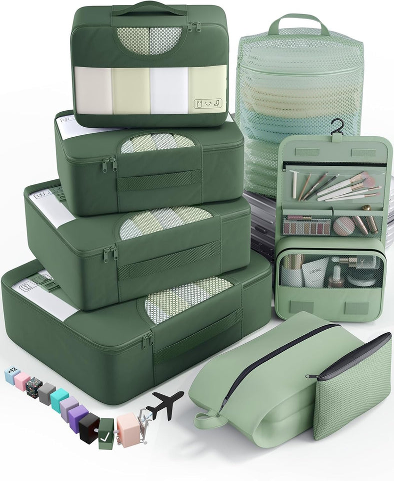 vekens 8-set packing cubes nylon organizer bags for beach vacation cruise ship travel essentials suitcase