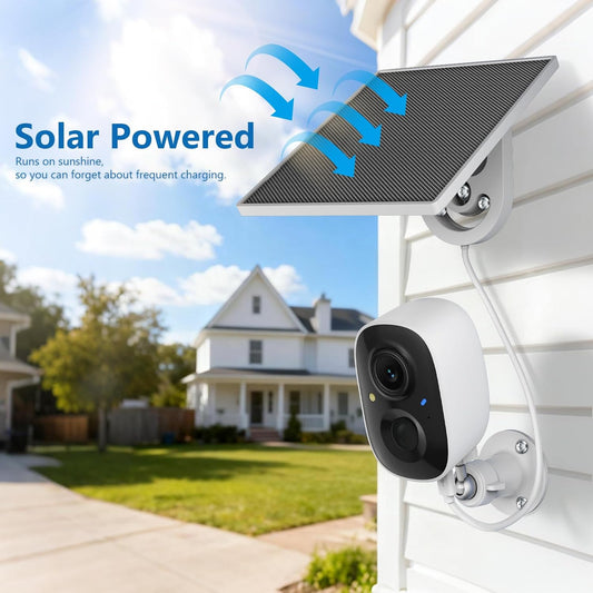 2K Security Camera Wireless Outdoor,Solar Powered WiFi Cameras for Home Security with Motion Detection,Color Night Vision(Spotlight),Instant Alert,2-Way Audio,Siren&SD/Cloud Storage,IP65,2.4GHz,2 Pack