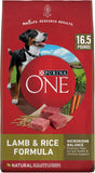 Purina ONE Lamb and Rice Dry Dog Food 16.5 lb Bag with Added Vitamins and Minerals