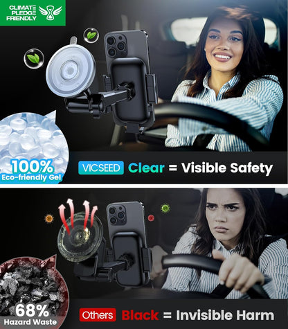 VICSEED [No.1 Powerful Suction] [Rally Racing-Grade Stability] Phone Holders for Your Car 2025 Upgraded Car Phone Holder Mount Truck Stand for Dashboard Windshield Vent for iPhone Samsung All Phones