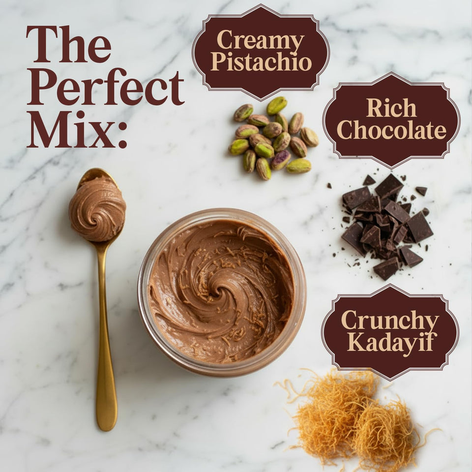 Dubai Chocolate Spread with Kataifi Pistachio Cream - 8.3oz - Luxurious Middle Eastern Chocolate Delight
