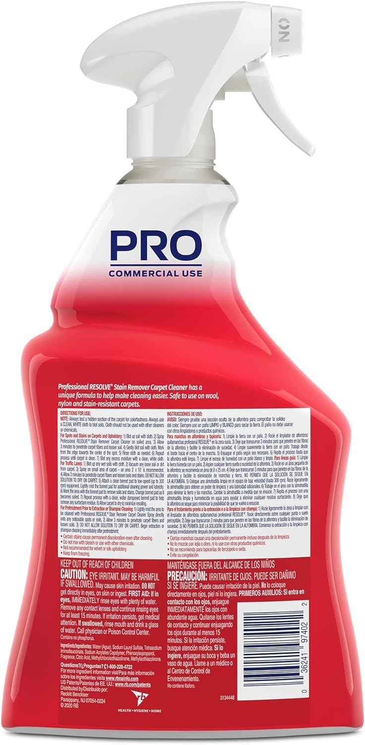 Resolve Professional Strength Spot and Stain Carpet Cleaner, Carpet Cleaner, Carpet Cleaner Solution, 32 Fl Oz (Pack of 1)