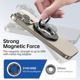 SYNCWIRE Magnetic Phone Ring Holder for MagSafe, 360° Rotation Cell Phone Grip Stand Finger Ring Kickstand Two-Sided Magnet Compatible with iPhone 17 Pro Max 16 15 14 13 12 MagSafe Accessories