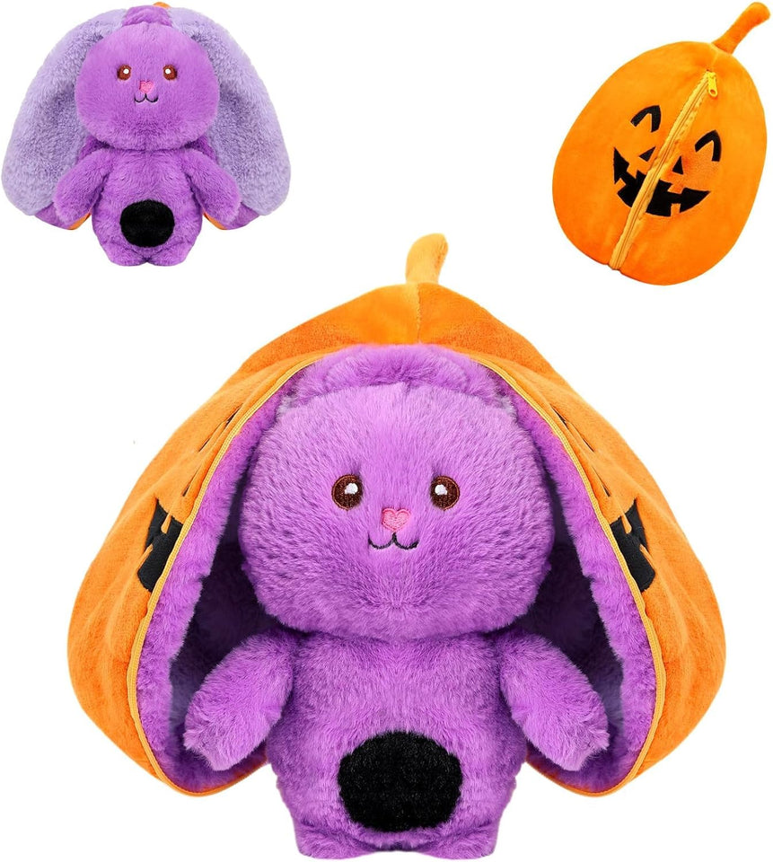 miaodam strawberry bunny reversible cuddle bunny plush zipper transformed rabbit toy
