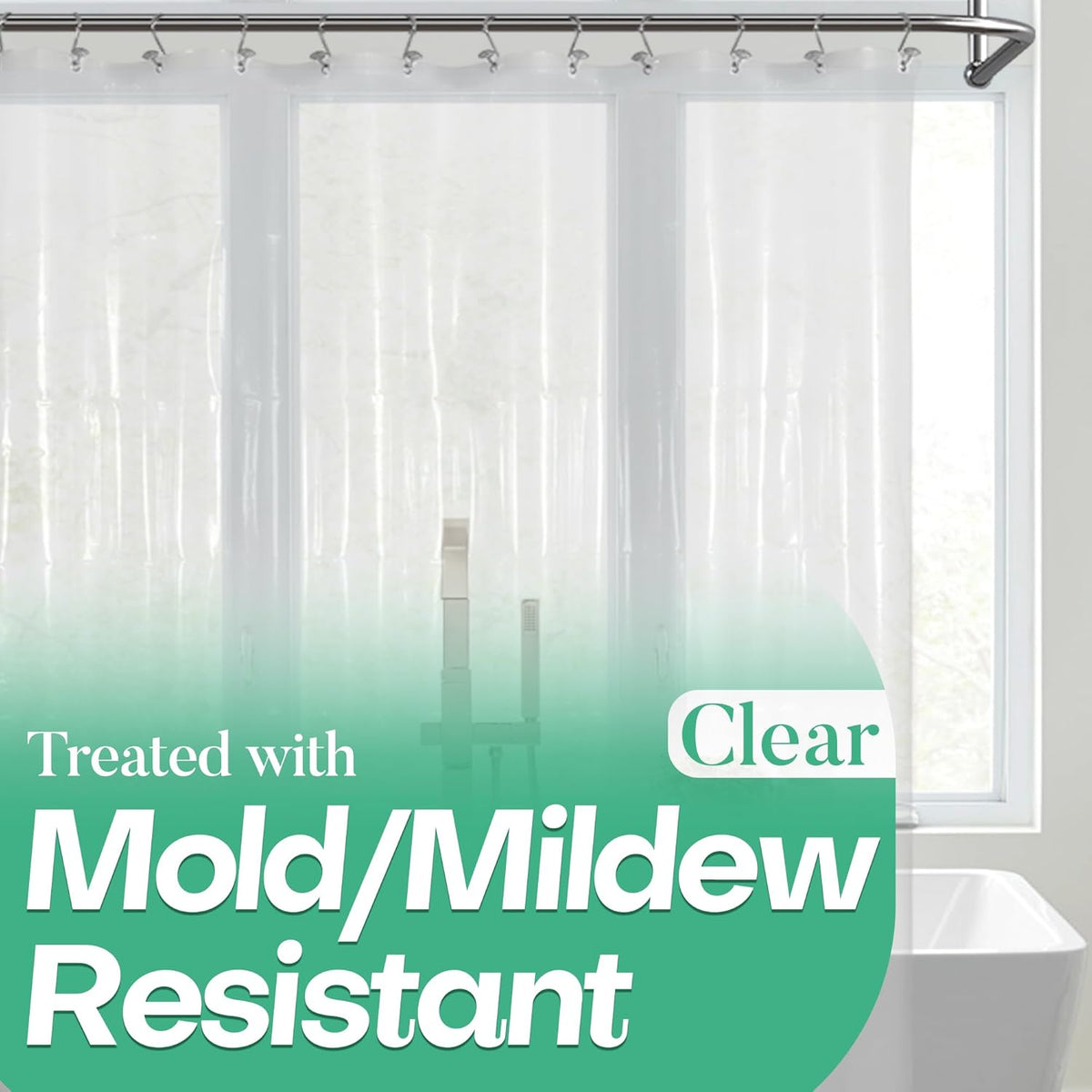 Mrs Awesome Clear Shower Curtain Liner with 3 Magnets, 72x72 Premium Flexible Sturdy Plastic Shower Curtain for Bathroom Lightweight, Waterproof, Clear