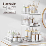 Delamu 2-Tier White Bathroom Under Sink Organizer, Stackable, 2-Pack, Durable, Customizable