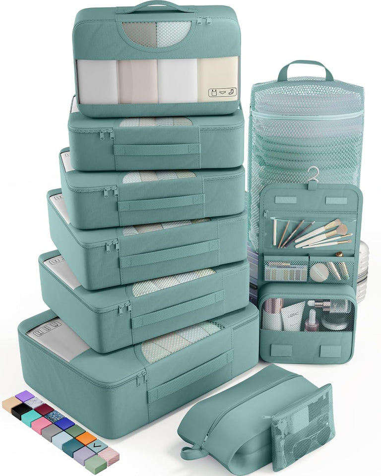 vekens 8-set packing cubes nylon organizer bags for beach vacation cruise ship travel essentials suitcase