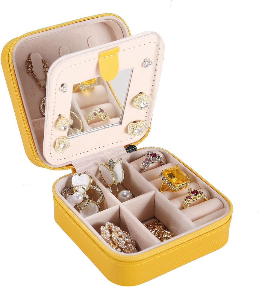 keLofoN small pink jewelry case with mirror travel gift for girls women
