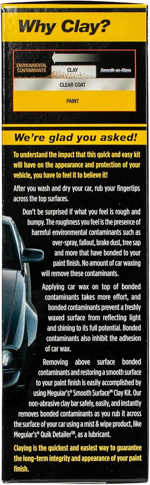 Meguiar's G191700 smooth surface clay kit for safe and easy car claying, glass finish results