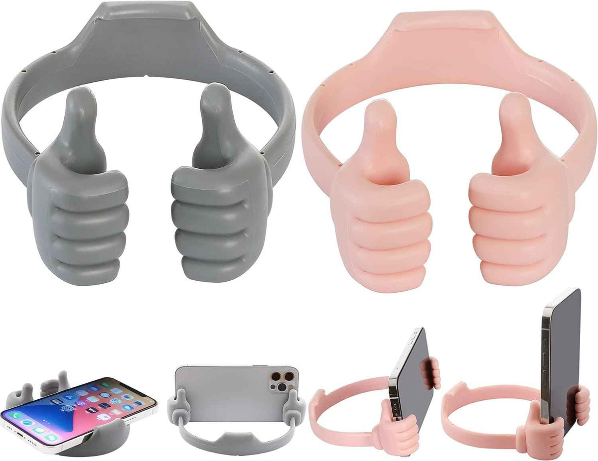 HONSKY Thumbs-Up Phone Stand for Tablets, E-Readers and Smart Phones – Green/Purple – 2 Count