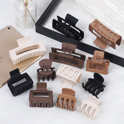 3 Styles Hair Clips for Women Small Medium Big Claw Clips for Thin Thick Hair 12 Pcs Hair Claw Clips Hair Clips Combination Hair Accessories for Women (Brown)